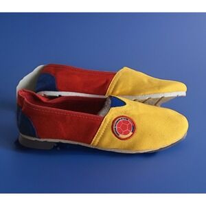 Handmade Colombia Flag Soccer Ballet Flats Shoes Womens 39 Yellow Blue Red